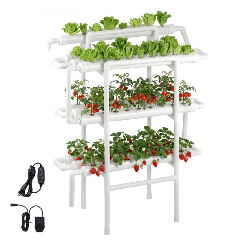 

VEVOR Kit Sistema di Coltivazione Idroponica a 3 Livelli e 90 Siti con Tubi in UPVC, Irrigazione Temporizzata, Tubi che Bloccano Sole e Luce, Coltivazione per Ortaggi da Interno, Giardino Domestico