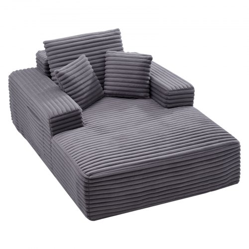 

VEVOR Poltrona Chaise Longue, 1380 mm, Senza Osso, Poltrona da Lettura Imbottita Oversize con Cuscini e Braccioli per Interni, Divano con Seduta Profonda per Soggiorno, Camera da Letto, Grigio