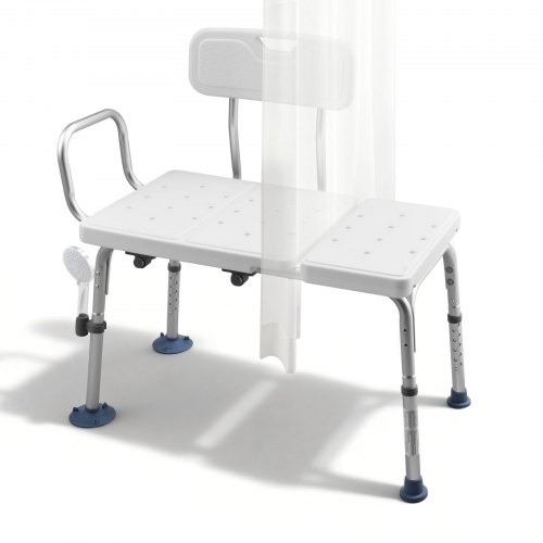 VEVOR Panca da Vasca da Bagno Carico max 180 kg, Sedia per Trasferimento Vasca da Bagno con Braccioli Schienale, Sedile da Doccia Altezza Regolabile per Anziani Pazienti Mobilità Ausiliare Box Doccia