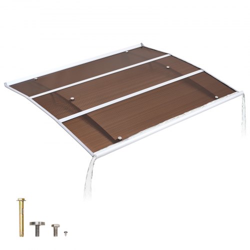 

VEVOR Tettoia Parasole per Porta d'Ingresso Finestra da Cortile Balcone Giardino Dimensioni Generali 1200x1000x140 mm, Pensilina da Esterno con Canale di Drenaggio Staffa in ABS Tettoia da Esterno
