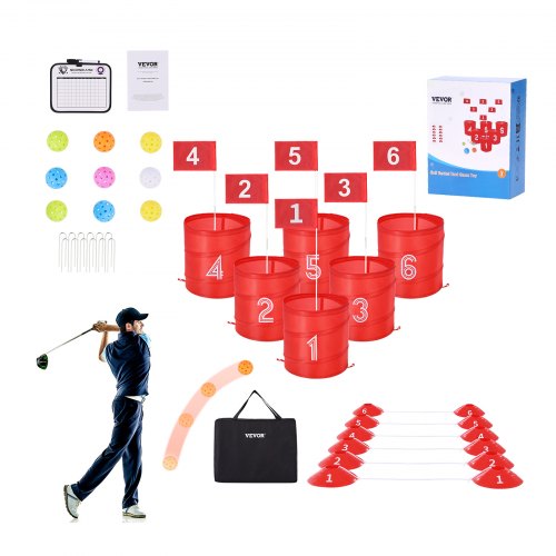 

VEVOR Gioco da Golf da Giardino, Campo da Golf a 6 Buche, Giochi di Pratica del Gioco del Golf con Secchio per Famiglie, Adulti e Bambini, Gioco di Golf Portatile per Esterni per Cortile, Campeggio