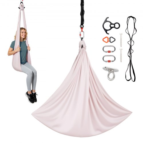 

VEVOR Amaca per Yoga Aerea, Capacità di Carico 136,07 kg, Altalena per Yoga con Tessuto in Nylon, Corda a Margherita e Borsa con Cerniera in PE, Altalena da Ginnastica a Doppia Funzione Rosa