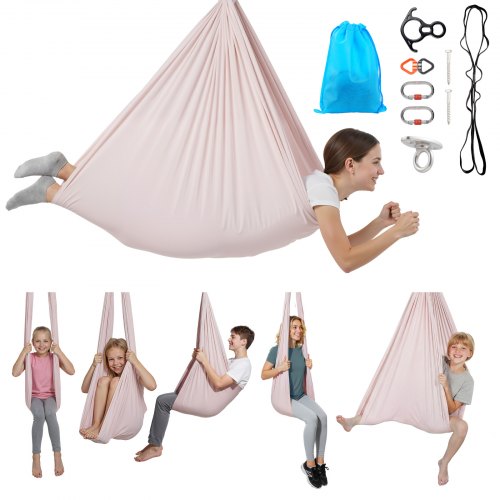

VEVOR Amaca per Yoga Aerea, Capacità di Carico 136,07 kg, Altalena per Yoga con Tessuto in Nylon, Corda a Margherita e Borsa con Cerniera in PE, Altalena da Ginnastica a Doppia Funzione Rosa