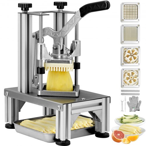 

VEVOR Tritatutto Manuale Taglierina Manuale Patatine Verdure Frutta Lame in Acciaio Inox da 1/4" 3/8", Tritatutto Uso Commerciale Taglierina per Bastoncini Alimenti Frutta Verdure Manico Ergonomico