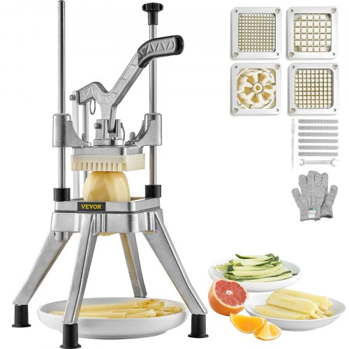 

VEVOR Tritatutto Manuale Taglierina Manuale per Patatine Verdure Frutta 4 Lame di Ricambio da 6,4/9,5/12,7 mm, Tritatutto da Banco Taglierina per Bastoncini Alimenti Frutta Verdure Manico Ergonomico