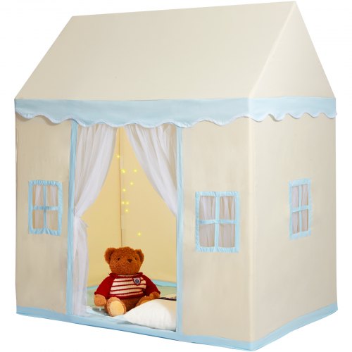 

VEVOR Tenda da Gioco per Bambini 1320 x 890 x 1520 mm Tenda per Bambini 1 a 5 Anni, con Tappetino Lampada da Tenda, Finestre per Interni Esterni, Tenda da Gioco per Castello per Ragazzi Ragazze, Beige