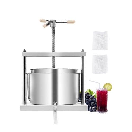 

VEVOR Pressa Manuale per Vino di Frutta Cesto in Acciaio Inox 12L con Manico, Spremiagrumi Manuale per Bevande Alcoliche Pressa per Sidro, Mela, Uva, Tintura, Miele, Olio d'Oliva Cucina, Casa
