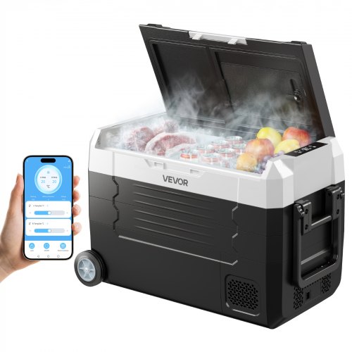 

VEVOR Frigorifero Portatile a Compressore da Auto CC 12V/24V CA 100-240V, Frigo Portatile per Campeggio Viaggio Pesca Capienza 35 Litri Contenitore -20 a 20 °C Doppia Zona con Ruote Controllo APP