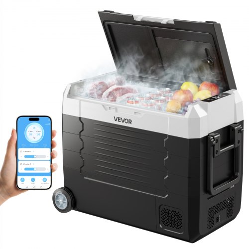 

VEVOR Frigorifero Portatile da Auto con Compressore Capienza 45 Litri, Contenitore Refrigerante Doppia Zona Temperatura tra -20 a 20 °C Controllo APP, Mini Frigo per Auto Caravan da Campeggio Pesca