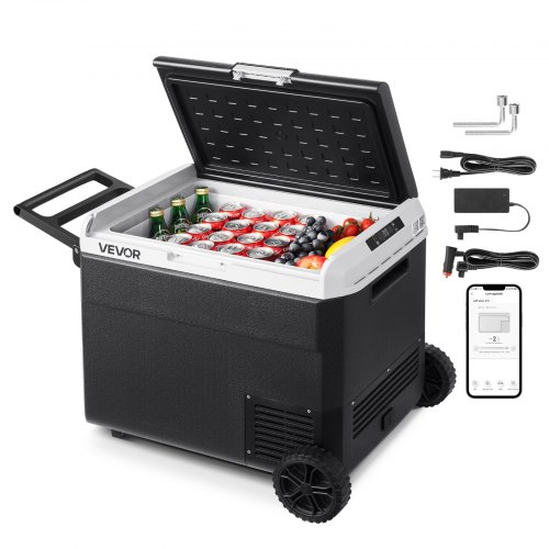

VEVOR Frigorifero a Ruote per Auto Portatile, Frigo Portatile con Ruote Maniglia Capienza 60 Litri, Congelatore a Compressore 12/24V CC 100-240V CA da Esterno Campeggio Picnic, Frigorifero per Camper