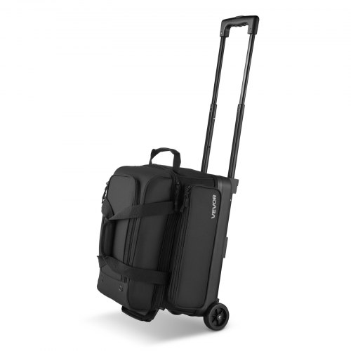 

VEVOR Borsa da Bowling per 2 Palle con Ruote Doppie e Scomparto Separato per le Scarpe, Fino alla Taglia USA 16, Tasca per Accessori, Maniglia Retrattile Estensibile Fino a 105 cm Nero