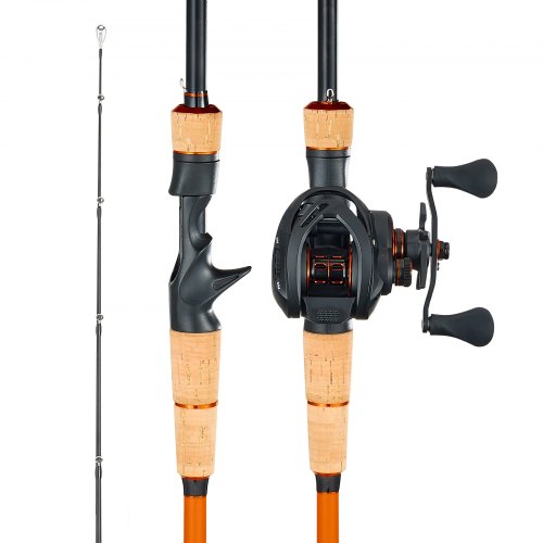 

VEVOR Set Canna da Pesca per Destrimani e Mulinello, Resistenza dell'Asta Media-Pesante, Canna in Fibra di Carbonio da 2,13 m IM7, con Cuscinetti a Sfera e Impugnatura in Sughero, per Acqua Salata