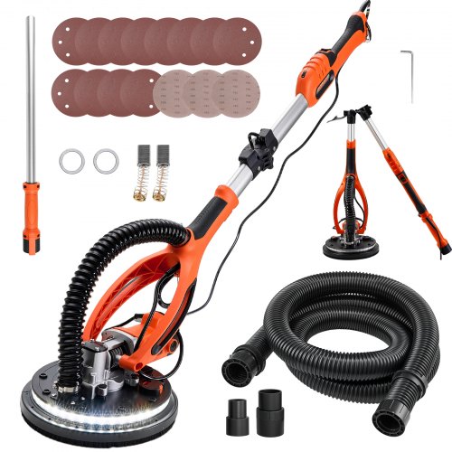 

VEVOR Levigatrice Cartongesso per Pareti Levigatrice Elettrica a Disco per Cartongesso 850 W, Strumento per Levigatura Soffitti Pareti 5 Velocità Variabili 800-1700 giri/min, Manico Estensibile
