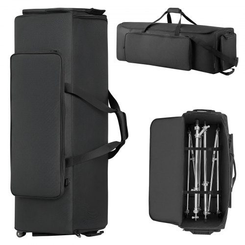 

VEVOR Borsa Organizzatore Cavi DJ con Ruote in 1680D, per il Trasporto di Attrezzature per Batteria, Custodia con Maniglia Robusta, Cerniera Resistente, Ruote in PVC Liscio, Tasche Multiple, Nero