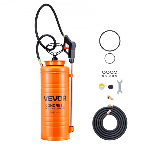 

VEVOR Spruzzatore di Calcestruzzo Industriale, Spruzzatore in Acciaio Inossidabile Capienza ca. 13,2 L, Pressione 25-60 PSI, Lunghezza Lancia 520 mm 2 Ugelli in Ottone, per Edilizia, Giardino