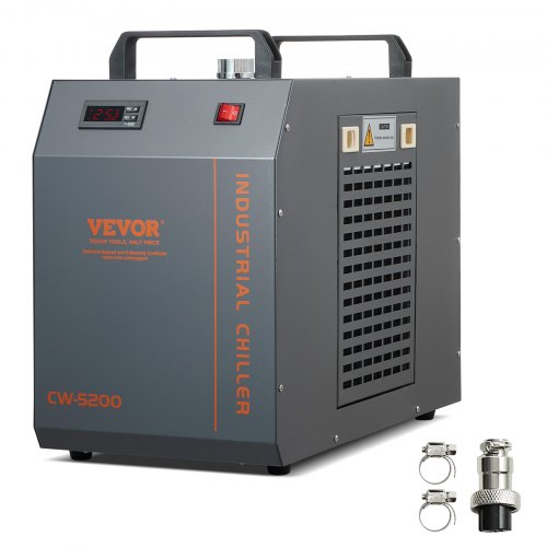 

VEVOR Refrigeratore d'acqua industriale, CW-5200, sistema di raffreddamento capacità del serbatoio dell'acqua 7 litri, portata 13 l/min per macchina per incisione laser CO2
