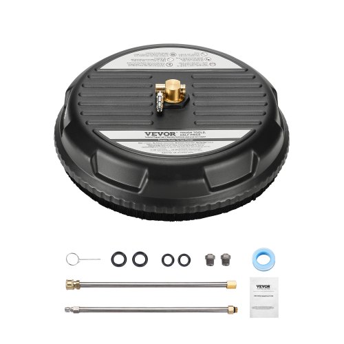 

VEVOR Idropulitrice per Superfici in Plastica con 4 Ruote, 206,8 bar Max, Connettore Rapido da 1/4, 2 Ugelli a Spruzzo, 2 Lance Estese, per Cemento, Patio, Marciapiede, 385 mm, Nero