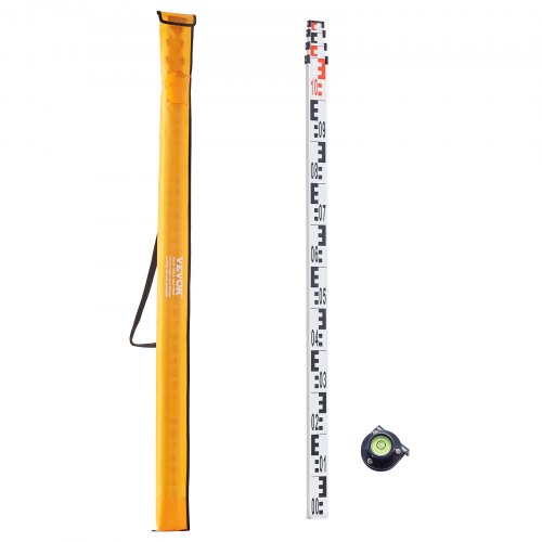

VEVOR Asta di Misurazione 4 m Asta di Misurazione Telescopica Metrica in Alluminio, Scala Bifacciale in CM/MM Asta di Livellamento, Livella a Bolla e Borsa da Trasporto per Misurare Case, Pavimenti
