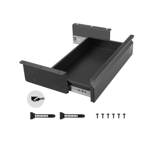 

VEVOR Cassetto Estraibile Sotto Scrivania 440 x 223 x 101 mm Organizzatore Nascosto per Riporre Oggetti sulla Scrivania, Cassetto Portapenne Sotto Tavolo, per Postazioni di Lavoro da Ufficio, Nero