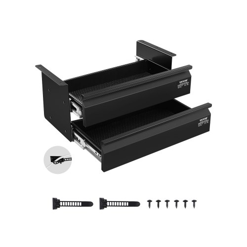 

VEVOR Cassetto Estraibile Sotto Scrivania 457 x 227 x 200 mm Organizzatore Nascosto per Riporre Oggetti 2 Strati, Cassetto Portapenne Sotto Tavolo, per Postazioni di Lavoro Domestiche Sit Stand, Nero