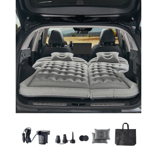 

VEVOR Materasso ad Aria per Auto Floccato e Ispessito, Materasso Gonfiabile da Campeggio, Letto Dormire Portatile da Viaggio con Pompa dell'Aria, Ugello, Borsa Trasporto, Grigio