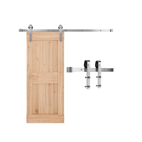

VEVOR Kit Ferramenta per Porta Scorrevole da Fienile 1524 mm, Capacità 150 kg, Compatibile con Larghezza 762 mm e Spessore 34,9-44,45 mm, Binario Resistente Rullo a Forma J, Argento