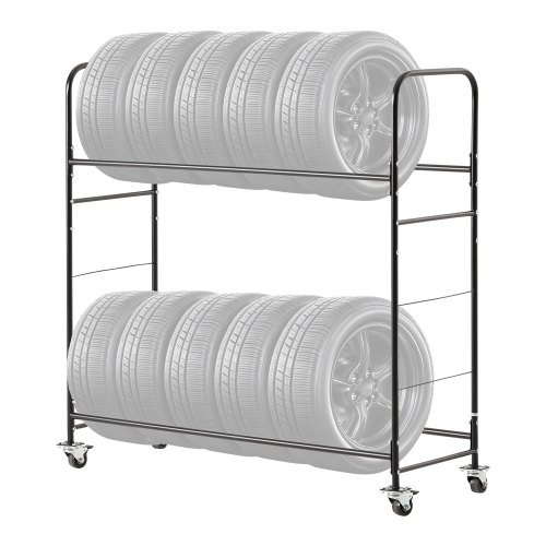 

VEVOR Carrello Porta-Pneumatici con Ruote a 2 Ripiani, Rimorchio per Garage, Carrello Porta-Pneumatici in Acciaio con Copertura Protettiva Altezza Regolabile Contiene Fino a 12 Pneumatici Standard