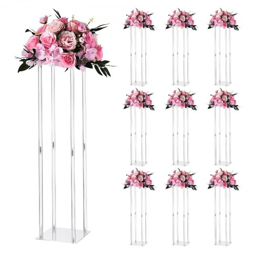 

VEVOR Portafiori da Matrimonio 10 Pezzi da 80 cm, Portafiori a Colonna con Laminato Acrilico, Espositore Floreale Cubico Cilindrico per Matrimoni, Feste, Compleanni, Casa, Centrotavola Dorati