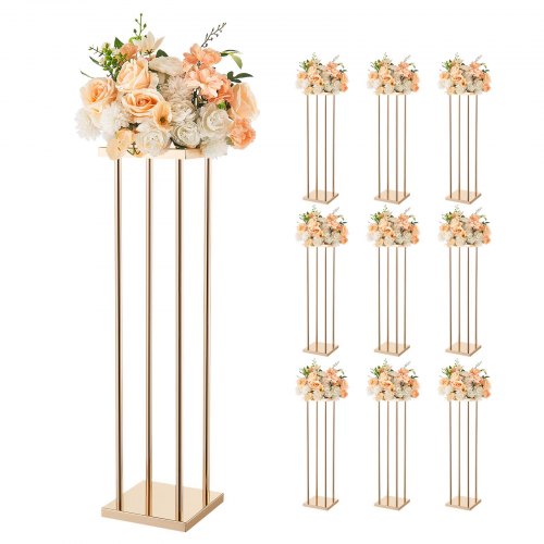 

VEVOR Portafiori da Matrimonio 10 Pezzi da 80 cm, Portafiori a Colonna con Laminato Metallico, Espositore Floreale Cubico Cilindrico per Matrimoni, Feste, Compleanni, Casa, Centrotavola Dorati