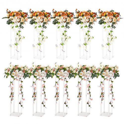 

VEVOR Portafiori Cubico Colonna 10 Pz Matrimonio Vaso Fiori Materiale Trasparente Acrilico, Centrotavola per Matrimonio Altezza circa 60 cm, Espositore per Fiori per Eventi Nozze Decorazione di Feste