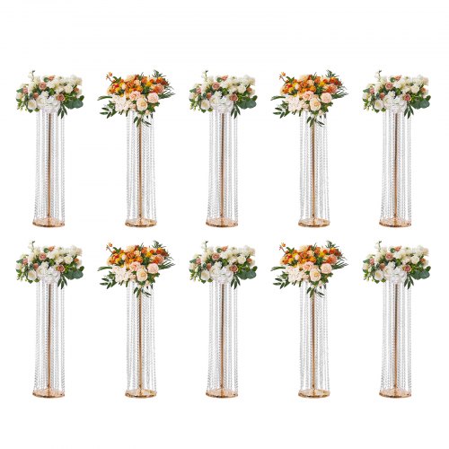 

VEVOR Portafiori a Colonna 10 Pz per Matrimonio Vaso Fiori in Metallo con Decorazione di Cristallo, Centrotavola per Matrimonio Altezza circa 90 cm, Espositore Fiori per Eventi Nozze Decorazione Feste