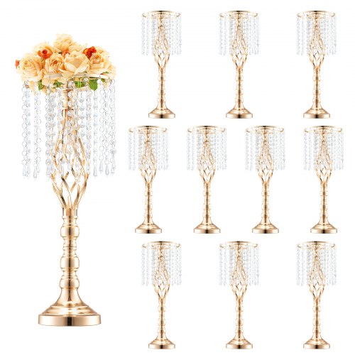 

VEVOR Supporto per Fiori da Matrimonio in Cristallo, Alto 55 cm Centrotavola in Metallo per Matrimonio 10 Pezzi, Portafiori Dorati, Espositore Floreale per Tavoli, Cene di Nozze, Cerimonia, Compleanno