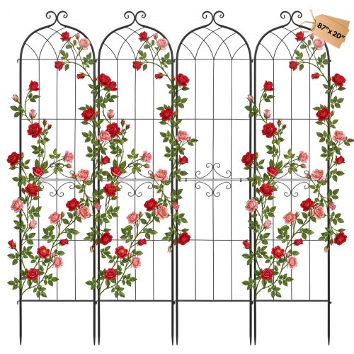 

VEVOR Tralicci da Giardinaggio 220x52,5 cm 4 pz, Supporti Decorativi per Giardini e Aiuole con Finitura a Polvere Design Collegabile, Griglie Metalliche di Sostegno per Pomodori Rose Piante Rampicanti