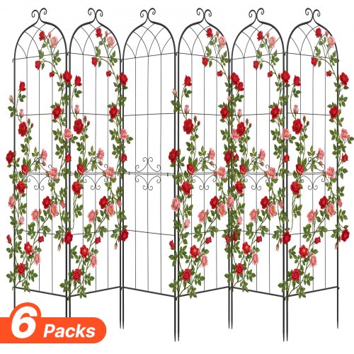 

VEVOR Set 6 pz Traliccio da Giardinaggio 220x52,5 cm, Graticcio in Metallo per Prati e Aiuole con Finitura Verniciata a Polvere e Funzione ad Incastro, per Sostegno di Fiori Ortaggi Piante Rampicanti