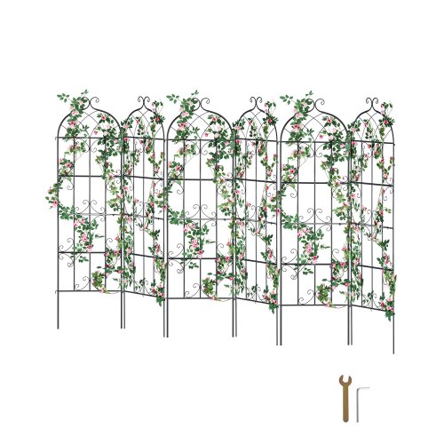 

VEVOR Traliccio da Giardino Rampicanti per Piante Fiori in Metallo Antiruggine, Supporto per Traliccio per Rose Rampicanti Esterno, Traliccio Decorativo per Clematide Alta Cortili 51 x 180 cm 6 Pezzi