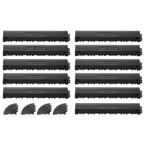 

VEVOR Set di Rampa per Rivestimento Pavimento 11 pezzi da Garage Officina, Rampa di Accesso 31 x 6 cm per Piastrelle ad Incastro con 4 Parti Angolari Antiscivolo SOLO per Tappetini di Drenaggio