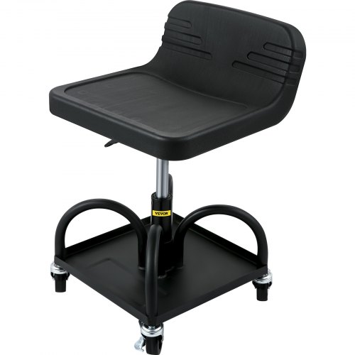 

VEVOR Sgabello da Garage con Ruote, Capacità 136,08kg, Altezza Regolabile da 40 a 52 cm, Sedile da Meccanico con Ruote Girevoli a 360 Gradi e Vassoio per Attrezzi, Officina Riparazioni Auto