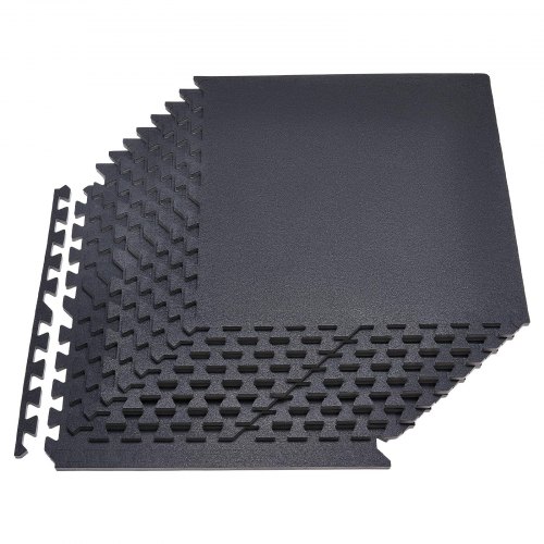 

VEVOR Set Tappetino Puzzle Protettivo per Pavimento da Palestra 12 pezzi 610 x 610 x 14 mm, Tappetini in Schiuma EVA ad Incastro Piastrelle da Ginnastica Ufficio Allenamento Yoga Fitness, Nero