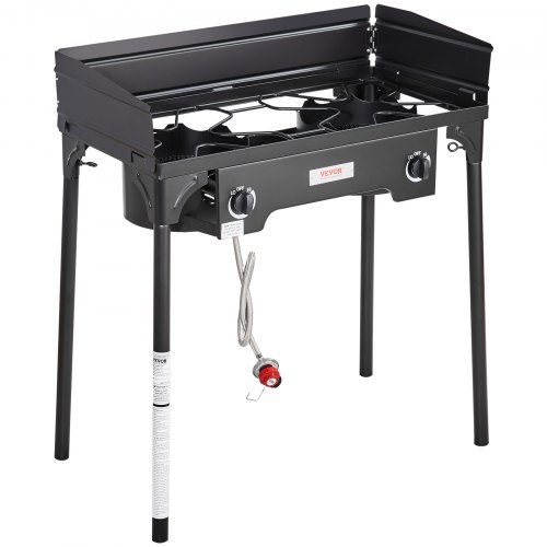 

VEVOR Fornello da Campeggio all'Aperto, Fornello a Gas per Cottura Barbecue, Fornello da Campeggio 2 Fuochi 78x40x90 cm, Griglia a Gas da 60000 BTU Uso Esterno per Eventi Feste Carnevale Matrimonio