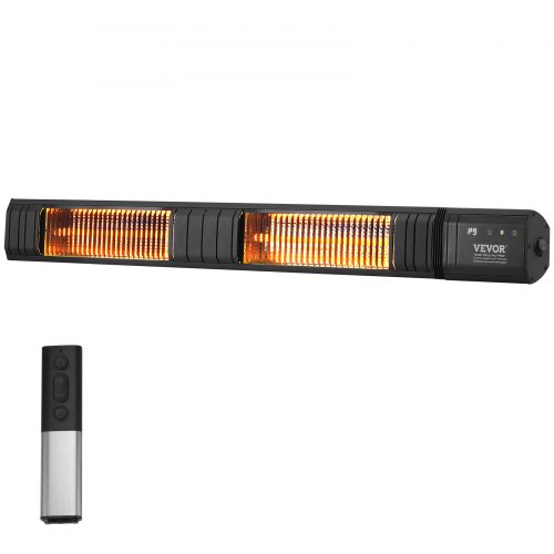 

VEVOR Riscaldatore a Infrarossi 3000 W Riscaldatore Elettrico a Infrarossi per Ambienti con Telecomando, Protezione IP65 con 9 Velocità e Temporizzatore, per Portico, Cortile, Montaggio a Parete