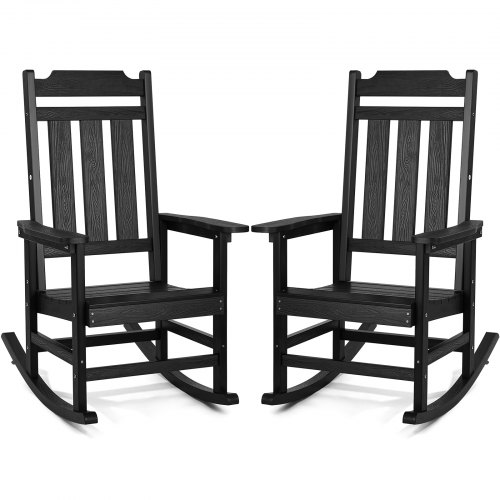 

VEVOR Dondolo da Veranda, Sedia a Dondolo da Esterno, Sedia a Dondolo da Patio con Schienale Alto e Braccioli Lisci, Supporta Fino a 181,4 kg, Sedia per Giardino, Balcone, Veranda, Nero 2 Pezzi