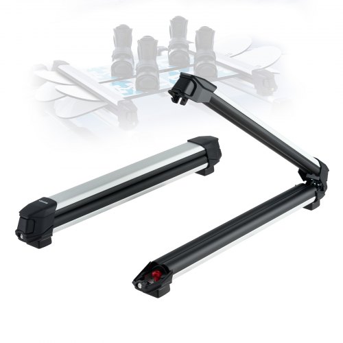 

VEVOR Portasci e Snowboard, Portasci per Tetto Auto Scanalatura a T Porta 6 Paia di Sci o 2 Snowboard, 2 Supporti Universali in Alluminio per Portapacchi Auto con Serratura e Imbottitura in Gomma
