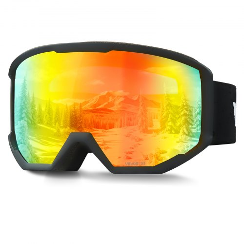 

VEVOR Occhiali da Sci Maschera da Neve Revo Rivestimento Arancione Montatura OTG, Occhiali da Snowboard, TPU, Doppia Ventilazione Antiappannamento, Maschera da Motoslitta, Motocross