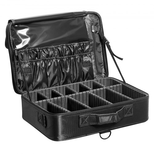 

VEVOR Borsa per Trucco Portatile 3 Livelli per Barbiere, Valigia Portatile da Viaggio 460 x 300 x 125 mm per Estetista Parrucchiere, Borsa per Trucco Professionale Tessuto in Oxford Impermeabile Nero