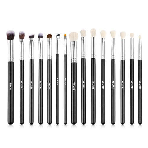 

VEVOR Set di 15 Pennelli per Trucco per Fondotinta e Ombretto, Kit di Pennelli Vegani per Trucco con Setole Sintetiche Morbide, Impugnatura Ergonomica in Legno e Ghiera in Alluminio, Adatti ai Viaggi