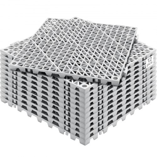 

VEVOR Set di 12 Piastrelle per Piscina da Giardino 30x30x1,5 cm, Piastrelle Traforate Grigie per Pavimentazione Antiscivolo in PVC a Drenaggio Rapido per Interni & Esterni per Bagno Piscina Giardino