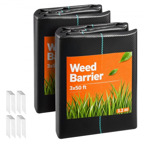 

VEVOR Set Telo Pacciamante Anti Erbe Infestanti 2 pz 0,9 x 15,2 m, Tessuto Anti Erbacce da Giardino 90 g/m² in Polipropilene, Barriera Telo Pacciamante per Prato Serra Tessuto Anti Erbacce 2 pz