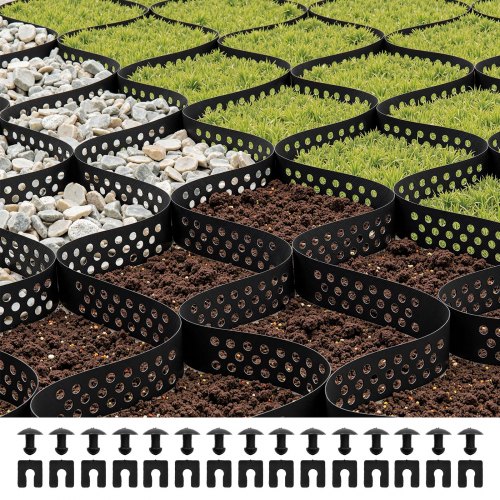 

VEVOR Griglia di Ghiaia da Giardino Rete di Ghiaia Profondità 50 mm Spessore 1,5 mm 5200 x 2700 mm, Contenimento del Terreno Erboso, Griglia per Erbe Stabilizzazione, Giardino, Parco