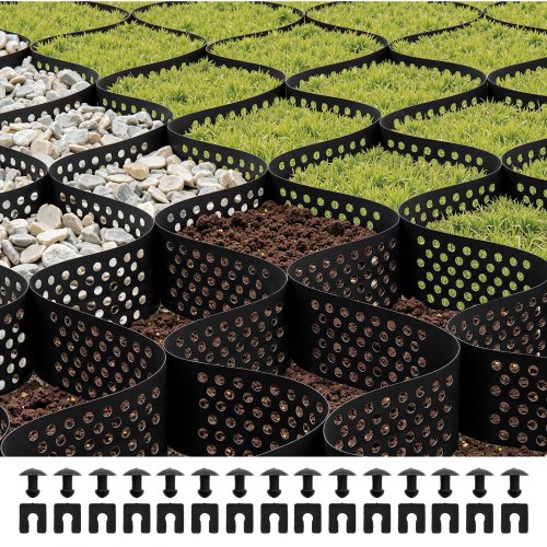 

VEVOR Griglia di Ghiaia da Giardino Rete di Ghiaia Profondità 100 mm Spessore 1,5 mm 5200 x 2700 mm, Contenimento del Terreno Erboso, Griglia per Erbe Stabilizzazione, Giardino, Parco
