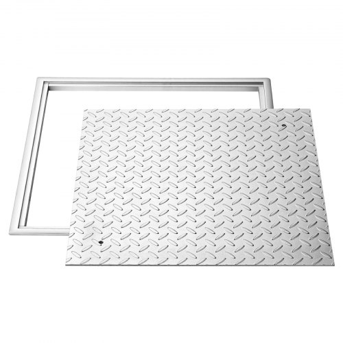 

VEVOR Chiusino Pedonabile con Telaio Quadrato 600 x 600 mm con Base, Chiusino Carrabile con Telaio per Canale di Drenaggio in Acciaio al Carbonio Antiscivolo Copertura di Accesso per Ispezione